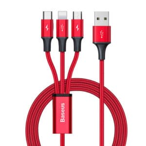 Baseus Rapid Series 3-in-1 cable Micro USB + Lightning + USB-C 1.2m (Red)