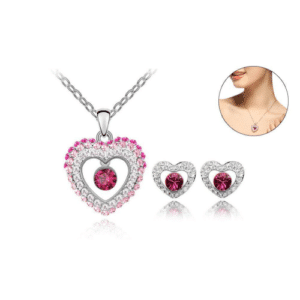 18k White-Gold Plated Heart Princess Set