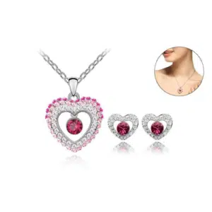 18k White-Gold Plated Heart Princess Set