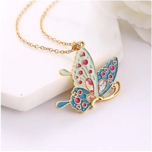 Fashionable Butterfly Figurine Necklace 22k Gold Plated