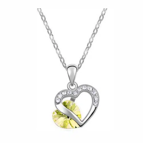 Romantic Crystal Heart Shape Pendant Necklaces for Women
