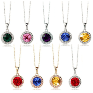 Ladies Elegant Round Crystal Pendant Necklace