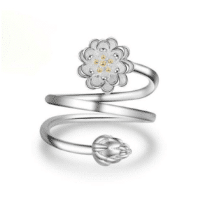 18k White-Gold Plated Floret Double Wrap Ring