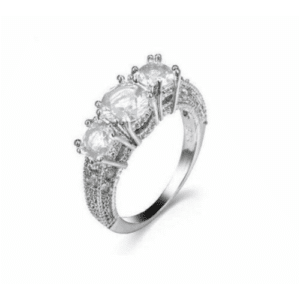Women's 18k White-Gold Plated Tri Engagement Ring