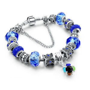 18k White Gold Plated Crystal Charm Bracelet
