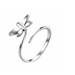 18k White-Gold Plated Dragonfly Adjustable Ring