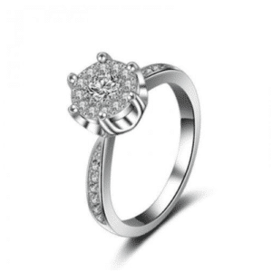 18k Women's White-Gold Plated Stella Engagement Ring