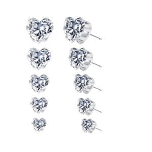 18K White-Gold Plated Set of 5 Stud Earrings