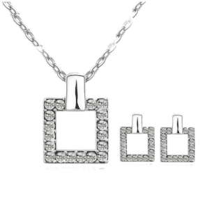 18K White-Gold Plated Charming Square Set