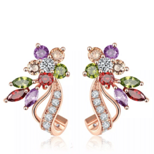 Women Rose-Gold Plated Flower Stud Earrings