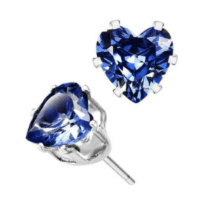 18k White-Gold Plated Heart Stud Earrings in a Choice of Colour
