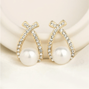 22K Gold plated Pearl Cross Earrings