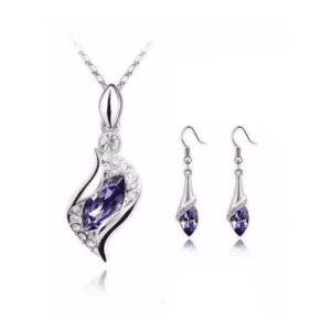 Elegant Ladies 18K White-Gold Plated Rose Tear Set