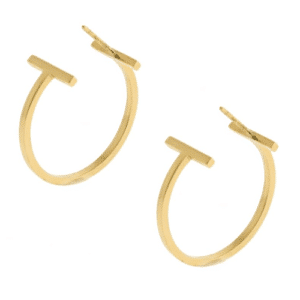 18K White Gold Plated T Wire Hoop Earrings