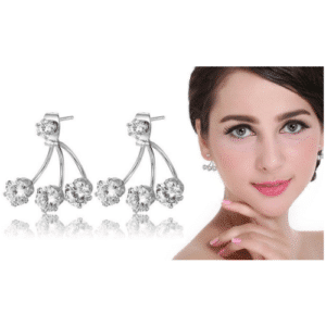 18K White-Gold Plated Double Sided Triple Stud Earrings