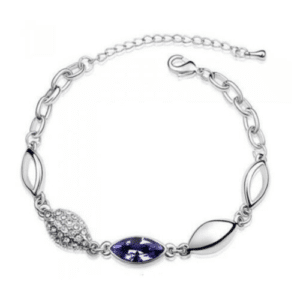 Women's 18 White-Gold Plated Rose Tear Bracelet Purple
