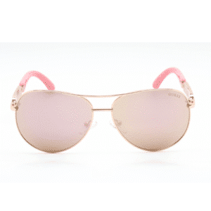 Guess Shiny Rose Gold Ladies Aviator Sunglasses GU7295 28G
